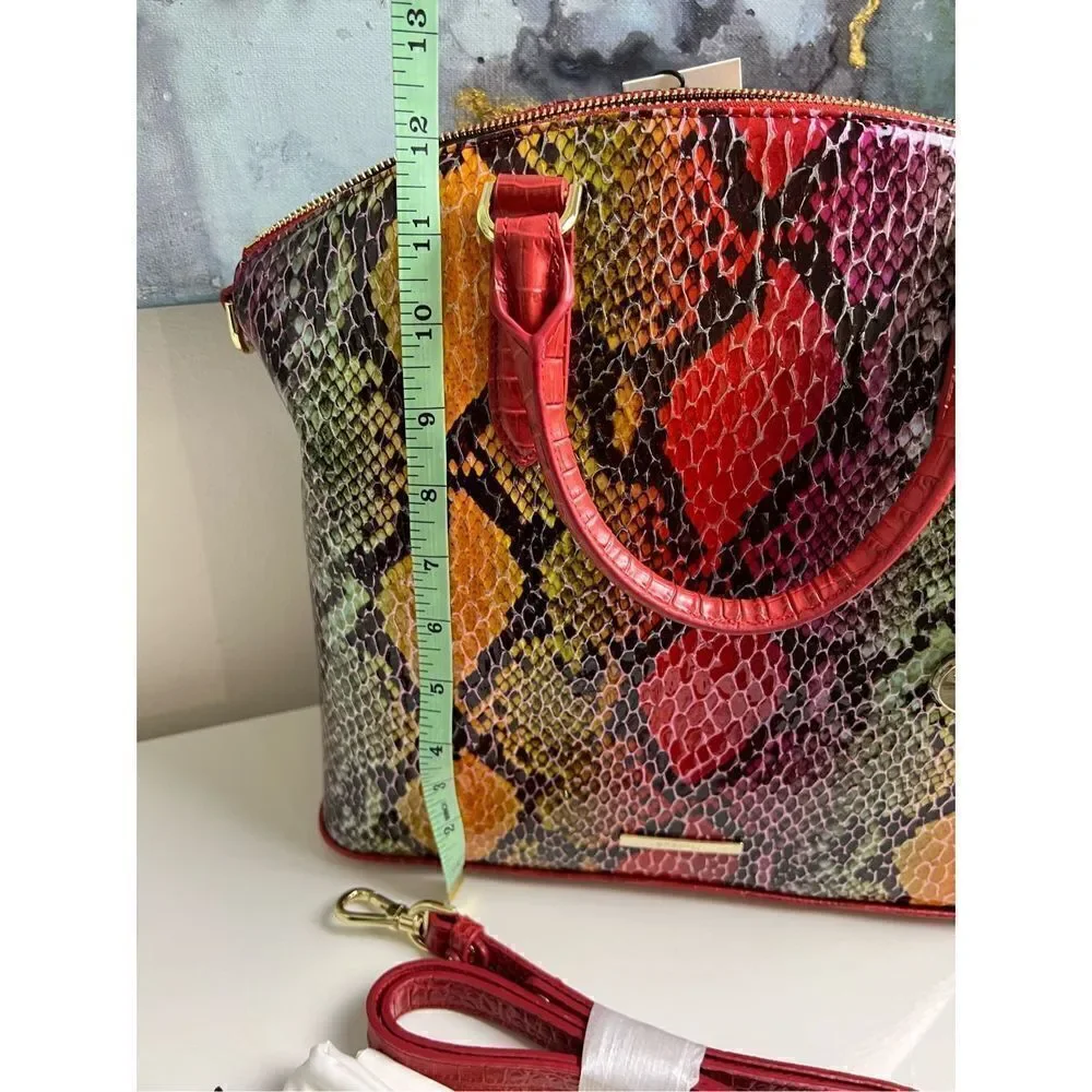 Brahmin NWT Red Dragon Snake Print Satchel Bag